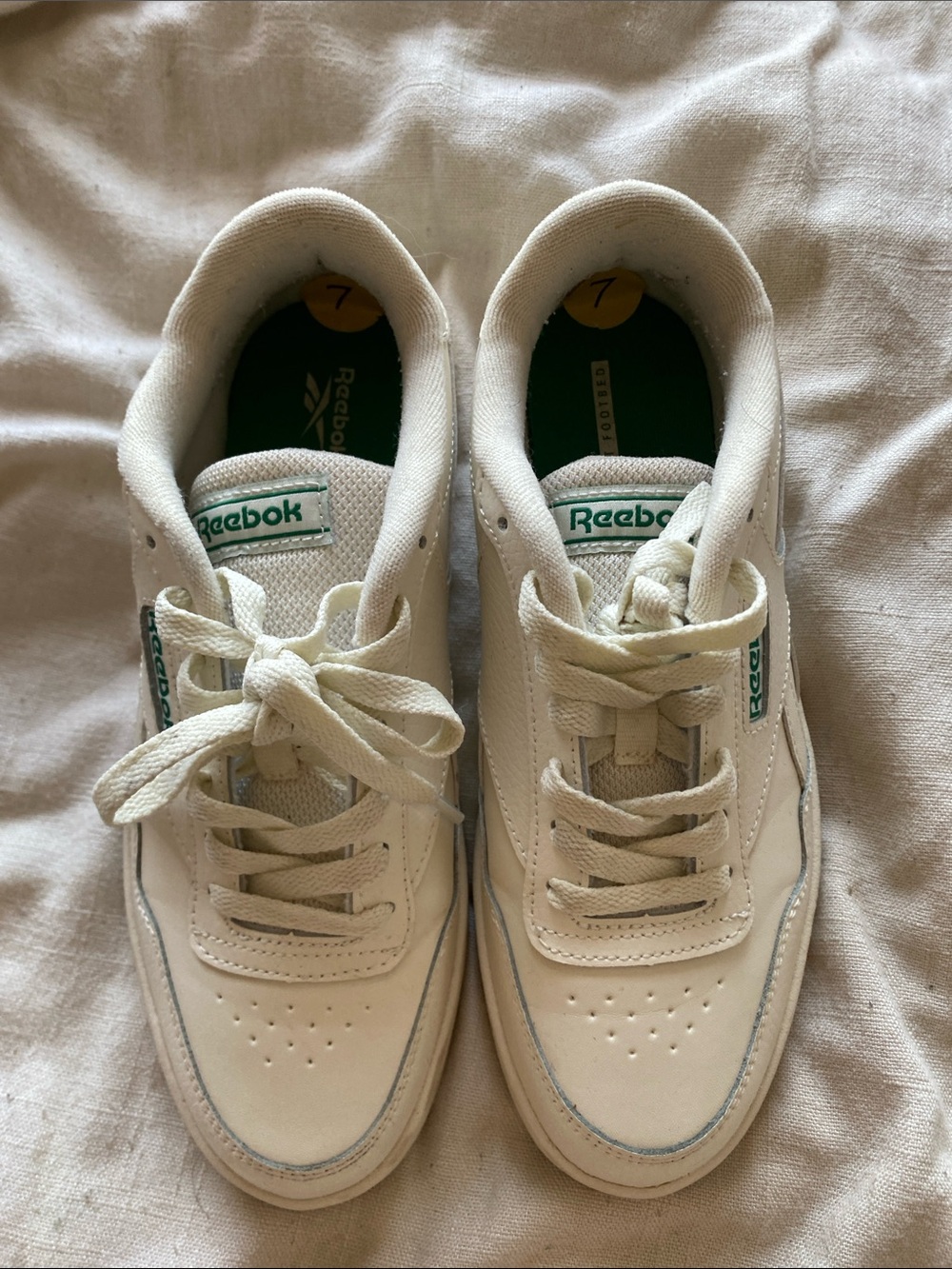 Reebok White Sneakers with Green Logo Accents